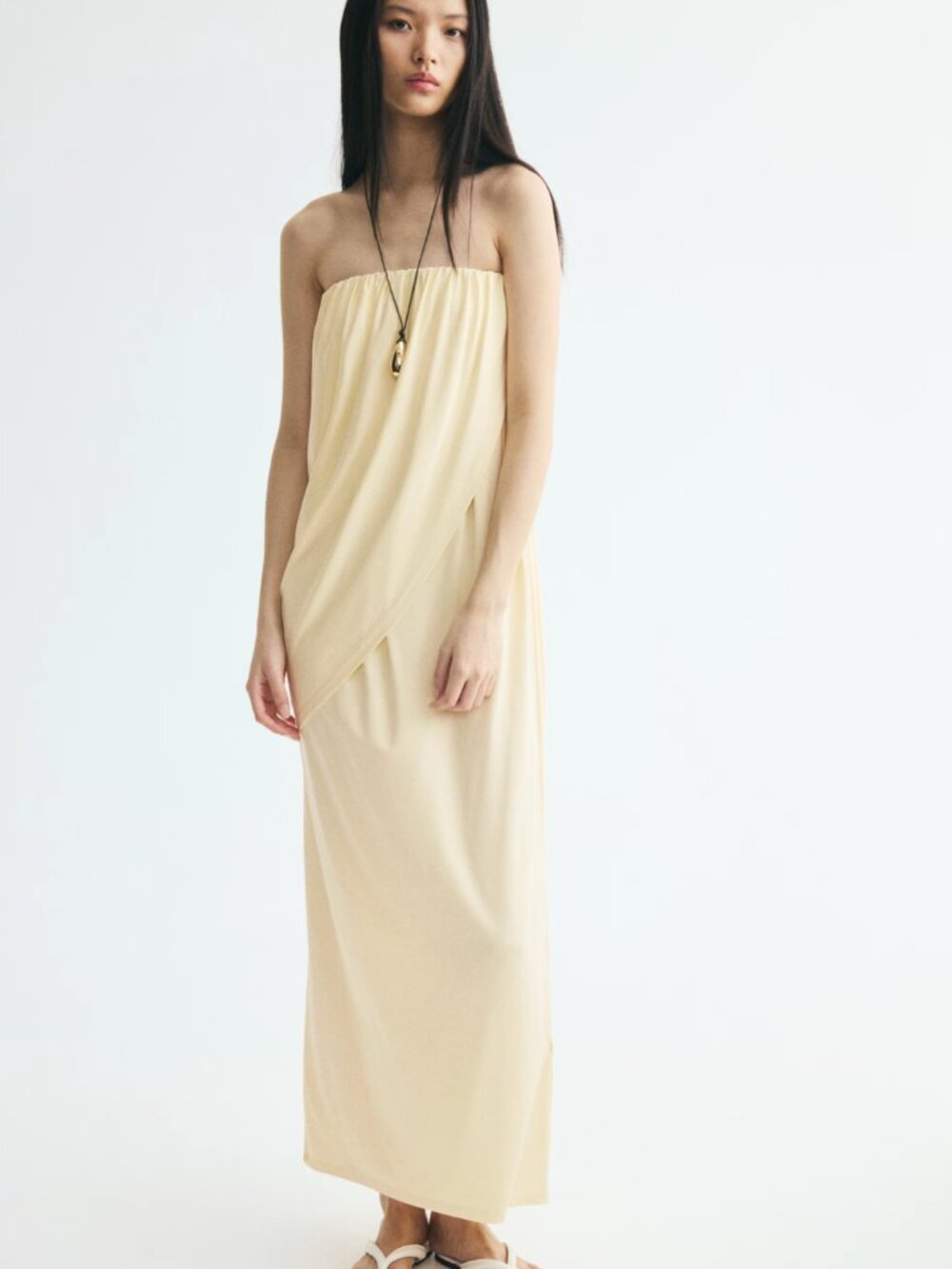 H&M Yellow Draped Bandeau Dress